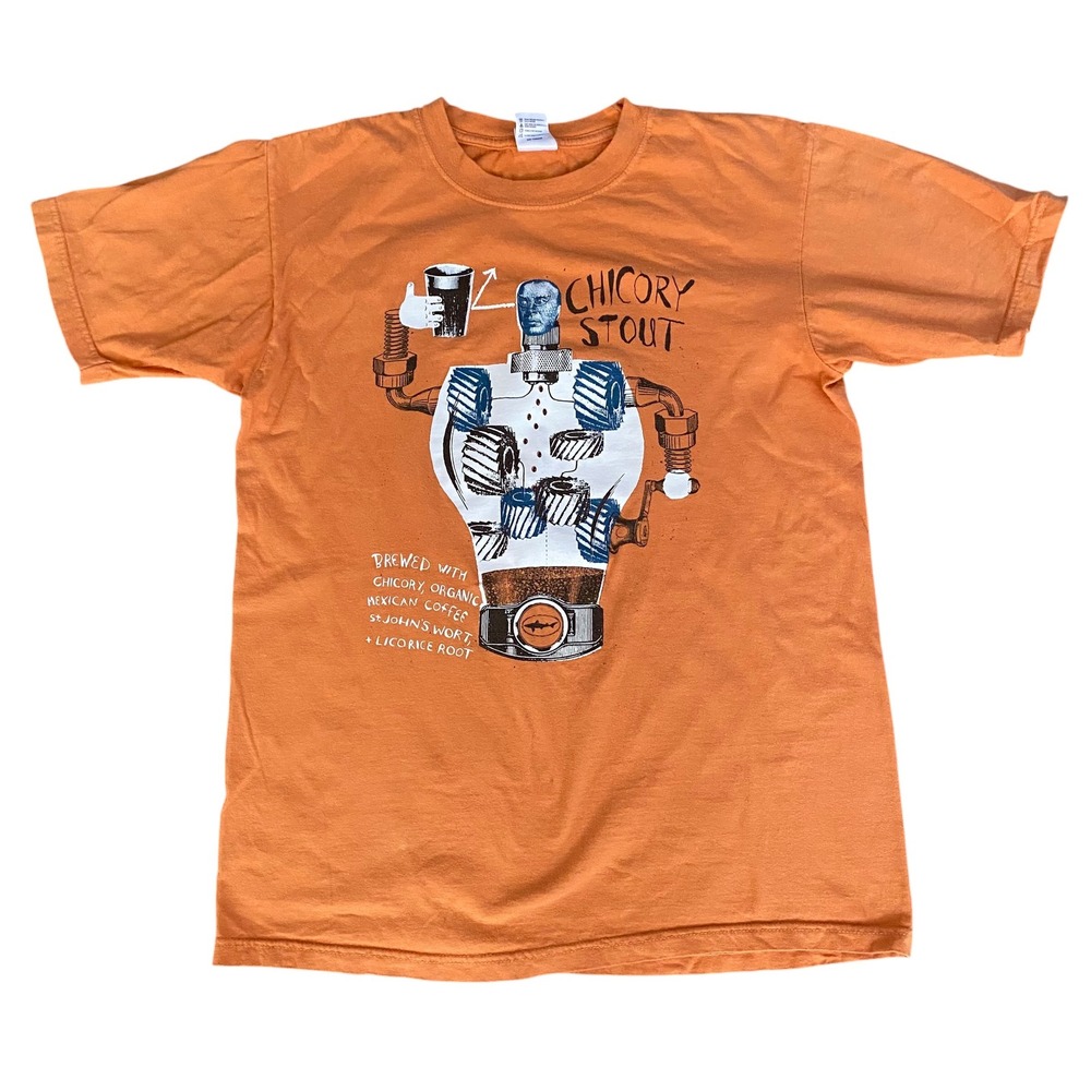Dogfish Head Chicory Stout Orange Graphic T-Shirt 90s Rare Mens Small